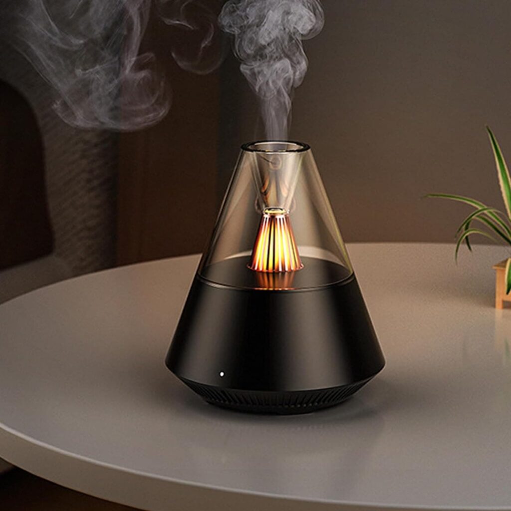 MARZIUS Difusor de aceites esenciales, humidificador portátil con niebla fría y efecto de luz cálida